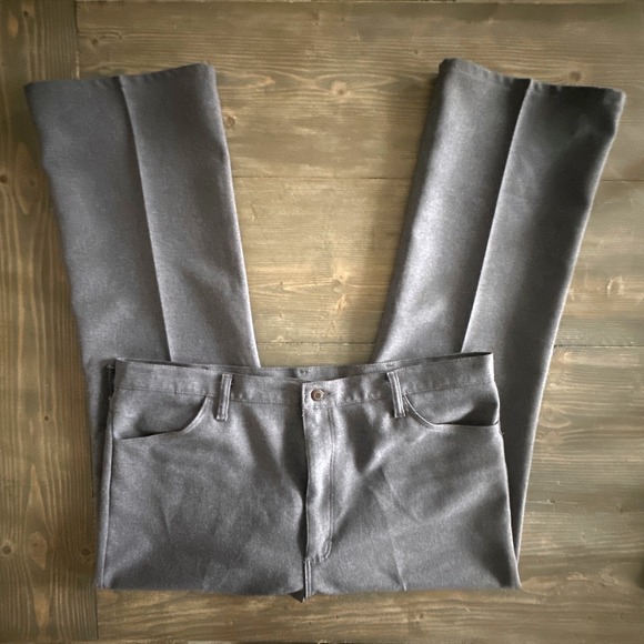 Wrangler Other - VTG Wrangler 82HY Gray Flat Front Cowboy Dress Pants Polyester Men's Size 42x30